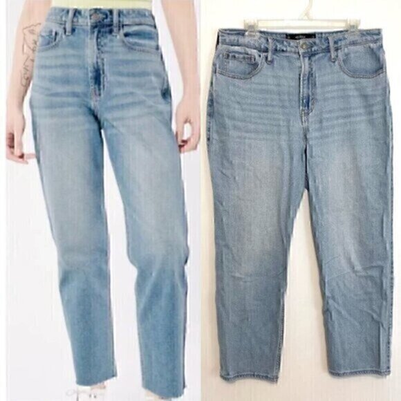 Hollister Denim - HOLLISTER Ultra High Rise Vintage Straight Jeans Light Wash Cropped Crop Ankle